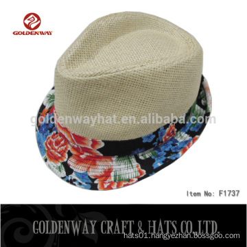 Hot Sale Paper Fedora hat with Flower